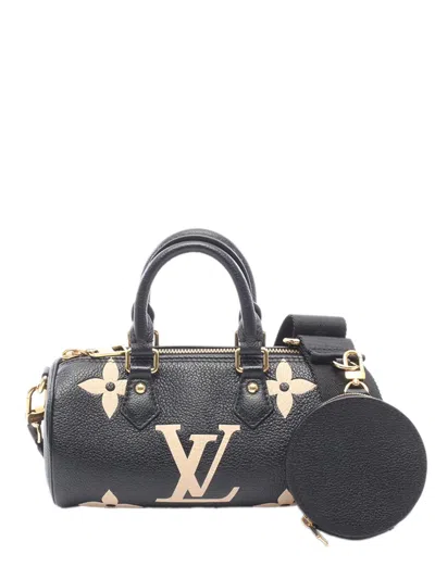 Pre-owned Louis Vuitton 2021-2026 Bicolor Monogram Empreinte Giant Papillon Bb Satchel In Black