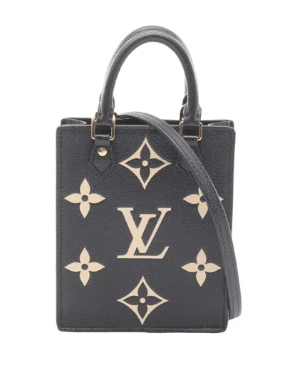 Pre-owned Louis Vuitton 2021-2026 Bicolor Monogram Empreinte Petit Sac Plat Satchel In Black