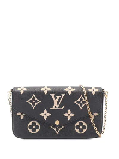 Pre-owned Louis Vuitton 2021-2026 Bicolor Monogram Empreinte Pochette Felicie Crossbody Bag In Black