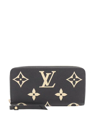 Pre-owned Louis Vuitton 2021-2026 Bicolor Monogram Empreinte Zippy Wallet Long Wallets In Black