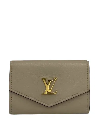 Pre-owned Louis Vuitton 2021-2026 Calfskin Lockmini Wallet Small Wallets In Neutral