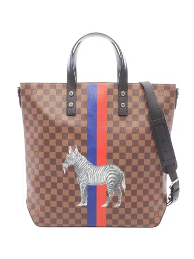 Pre-owned Louis Vuitton 2021-2026 Chapman Brothers Damier Ebene Savannah Atlas Tote Satchel In Brown