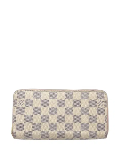 Pre-owned Louis Vuitton 2021-2026 Damier Azur Zippy Wallet Long Wallets In White