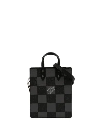 Pre-owned Louis Vuitton 2021-2026 Damier Checkerboard Sac Plat Xs Satchel In Black