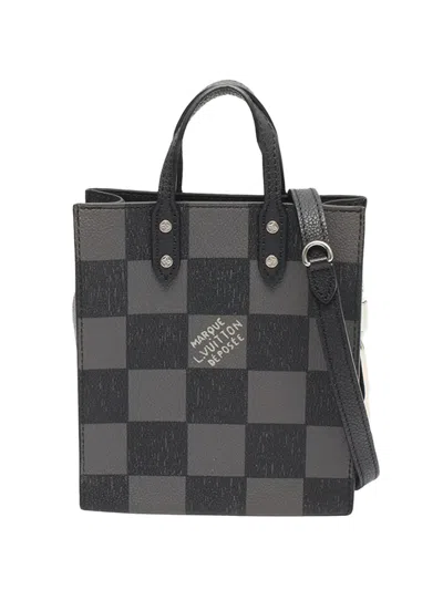 Pre-owned Louis Vuitton 2021-2026 Damier Checkerboard Sac Plat Xs Satchel In Black