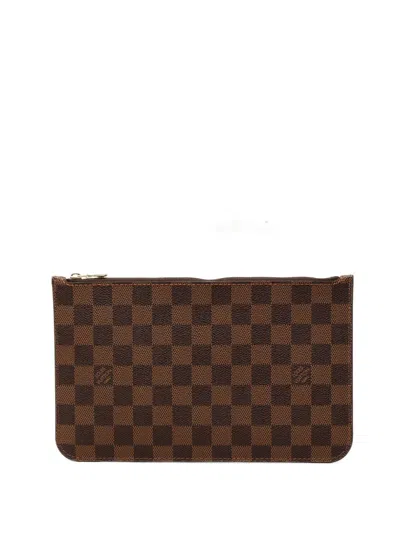 Pre-owned Louis Vuitton 2021-2026 Damier Ebene Neverfull Pochette Pouch In Brown