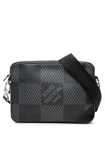 Pre-owned Louis Vuitton 2021-2026 Damier Graphite Trio Messenger Crossbody Bag In Black