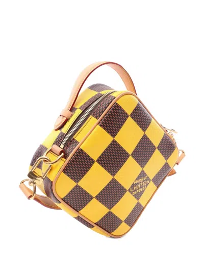 Pre-owned Louis Vuitton 2021-2026 Damier Pop Chess Messenger Satchel In Yellow