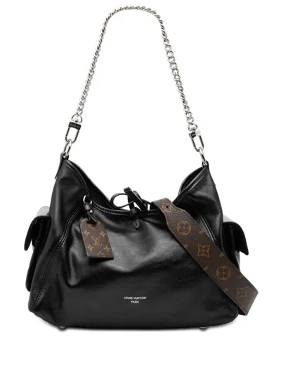 Pre-owned Louis Vuitton 2021-2026 Lambskin Carryall Cargo Vibe Pm Satchel In Black