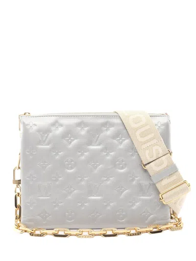 Pre-owned Louis Vuitton 2021-2026 Lambskin Coussin Pm Satchel In Silver