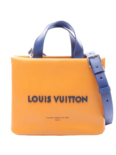 Pre-owned Louis Vuitton 2021-2026 Leather Mini Shopper Tote Satchel In Orange