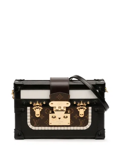 Pre-owned Louis Vuitton 2021-2026 Limited Edition Calfskin And Monogram Petite Malle Crossbody Bag In Brown