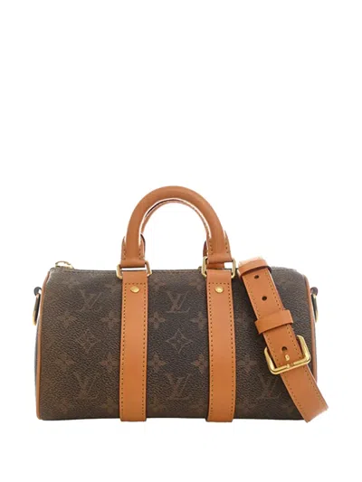 Pre-owned Louis Vuitton 2021-2026 Monogram Dust Keepall Bandouliere 25 Satchel In Brown