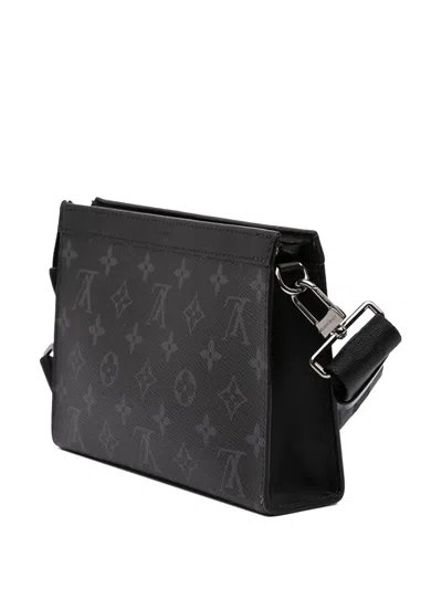 Pre-owned Louis Vuitton 2021-2026 Monogram Eclipse Gaston Wearable Wallet Crossbody Bag In Black