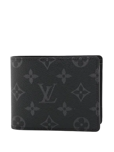 Pre-owned Louis Vuitton 2021-2026 Monogram Eclipse Multiple Wallet Small Wallets In Black