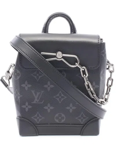 Pre-owned Louis Vuitton 2021-2026 Monogram Eclipse Nano Steamer Satchel In Black