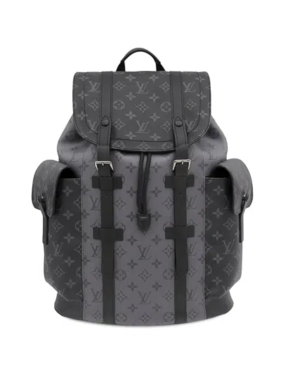 Pre-owned Louis Vuitton 2021-2026 Monogram Eclipse Reverse Christopher Mm Backpack In Black