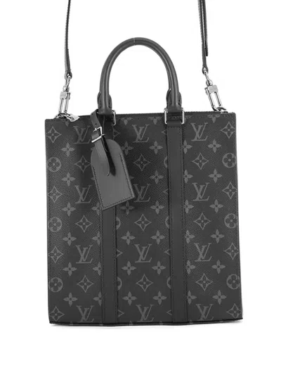 Pre-owned Louis Vuitton 2021-2026 Monogram Eclipse Sac Plat Satchel In Black
