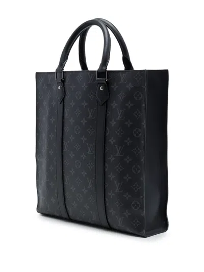 Pre-owned Louis Vuitton 2021-2026 Monogram Eclipse Sac Plat Satchel In Black