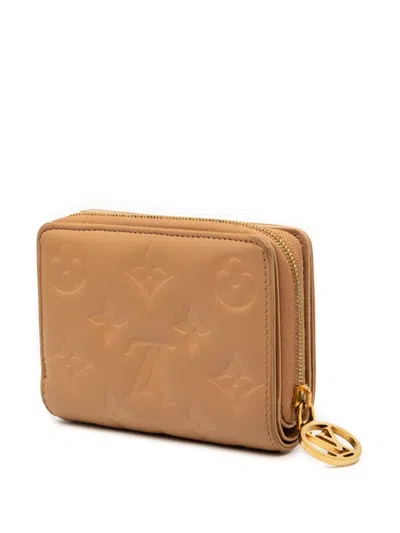 Pre-owned Louis Vuitton 2021-2026 Monogram Embossed Lambskin Lou Coussin Wallet Small Wallets In Brown