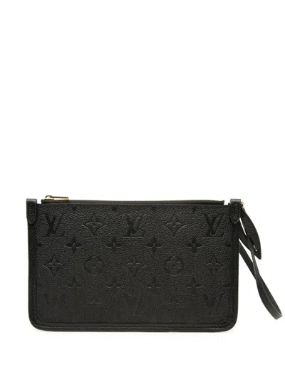 Pre-owned Louis Vuitton 2021-2026 Monogram Empreinte Carryall Pm Pouch In Black