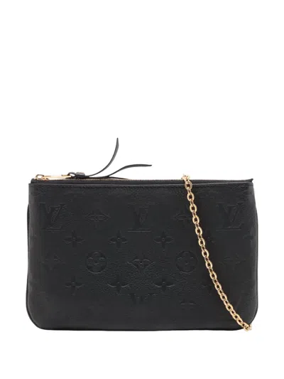 Pre-owned Louis Vuitton 2021-2026 Monogram Empreinte Double Zip Pochette Crossbody Bag In Black
