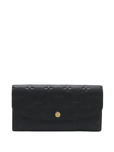 Pre-owned Louis Vuitton 2021-2026 Monogram Empreinte Emilie Wallet Long Wallets In Black