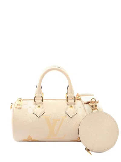 Pre-owned Louis Vuitton 2021-2026 Monogram Empreinte Giant By The Pool Papillon Bb Satchel In Neutral