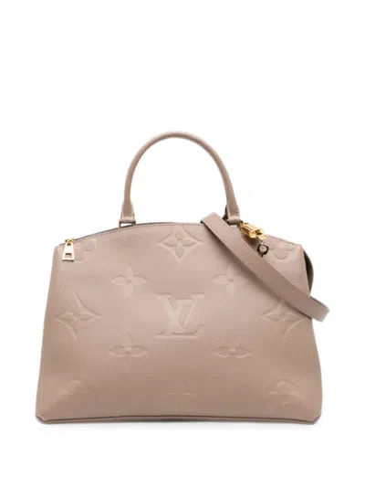 Pre-owned Louis Vuitton 2021-2026 Monogram Empreinte Giant Grand Palais Satchel In Neutrals