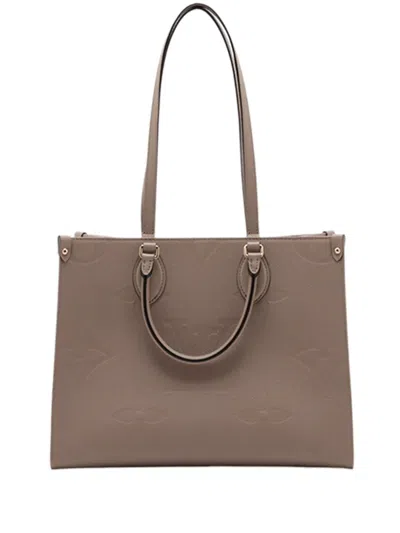 Pre-owned Louis Vuitton 2021-2026 Monogram Empreinte Onthego Mm Satchel In Neutrals