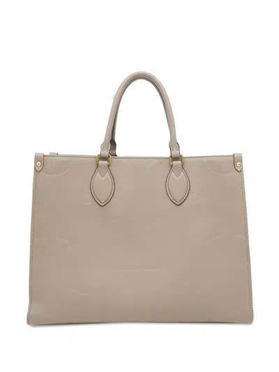 Pre-owned Louis Vuitton 2021-2026 Monogram Empreinte Onthego Mm Satchel In Neutrals