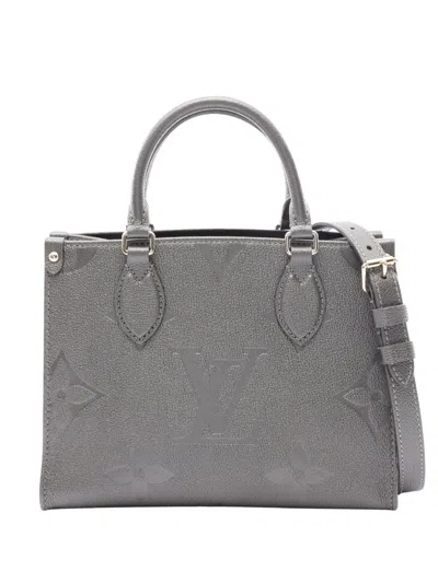 Pre-owned Louis Vuitton 2021-2026 Monogram Empreinte Onthego Pm Satchel In Grey