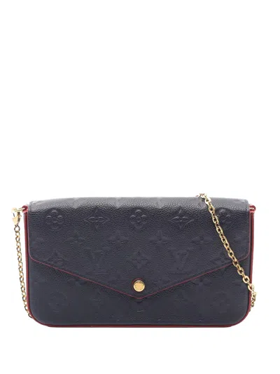 Pre-owned Louis Vuitton 2021-2026 Monogram Empreinte Pochette Felicie Crossbody Bag In Blue
