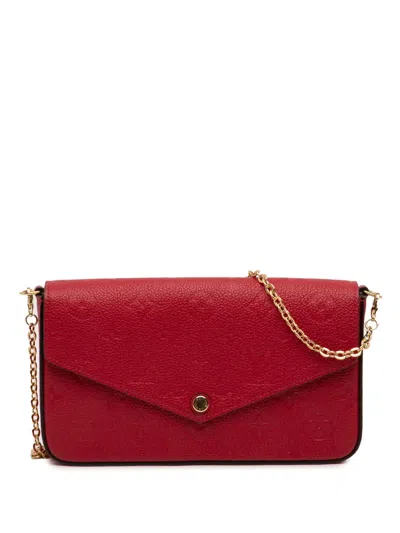 Pre-owned Louis Vuitton 2021-2026 Monogram Empreinte Pochette Felicie Crossbody Bag In Red