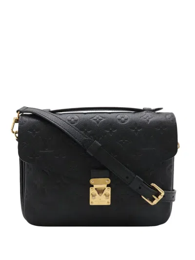 Pre-owned Louis Vuitton 2021-2026 Monogram Empreinte Pochette Metis Satchel In Black