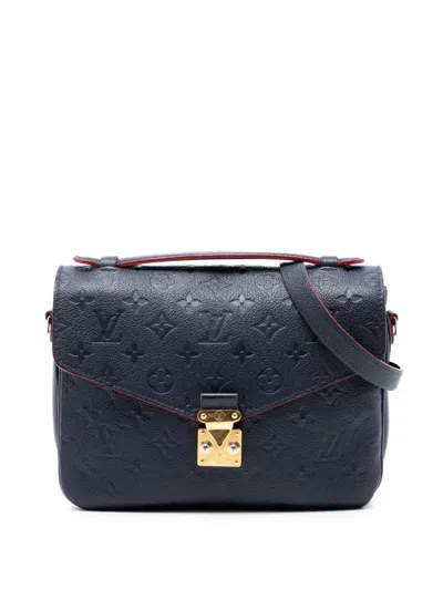 Pre-owned Louis Vuitton 2021-2026 Monogram Empreinte Pochette Metis Satchel In Blue