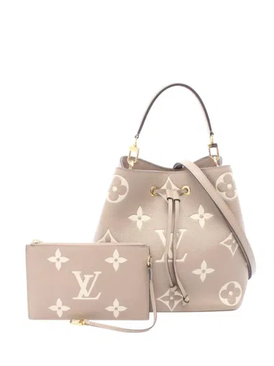 Pre-owned Louis Vuitton 2021-2026 Monogram Giant Bicolor Empreinte Neonoe Mm Bucket Bag