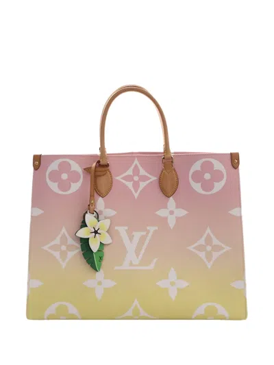 Pre-owned Louis Vuitton 2021-2026 Monogram Giant By The Pool Onthego Gm Satchel In Pink