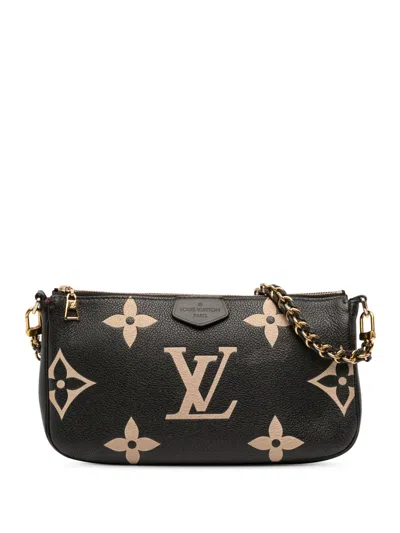 Pre-owned Louis Vuitton 2021-2026 Monogram Giant Empreinte Bicolor Multi Pochette Accessoires Satchel In Black