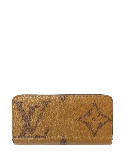 Pre-owned Louis Vuitton 2021-2026 Monogram Giant Reverse Zippy Wallet Long Wallets In Brown