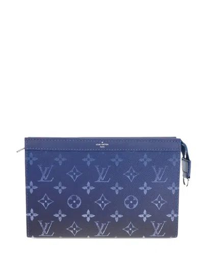 Pre-owned Louis Vuitton 2021-2026 Monogram Gradient Gaston Wearable Wallet Crossbody Bag In Blue