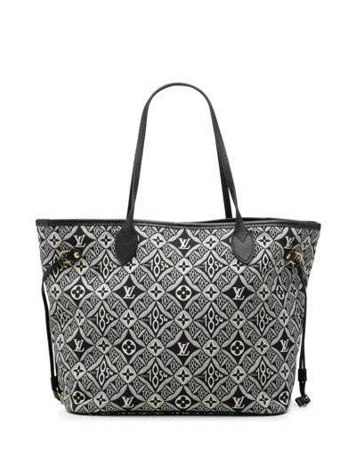 Pre-owned Louis Vuitton 2021-2026 Monogram Jacquard Since 1854 Neverfull Mm Tote Bag In Black