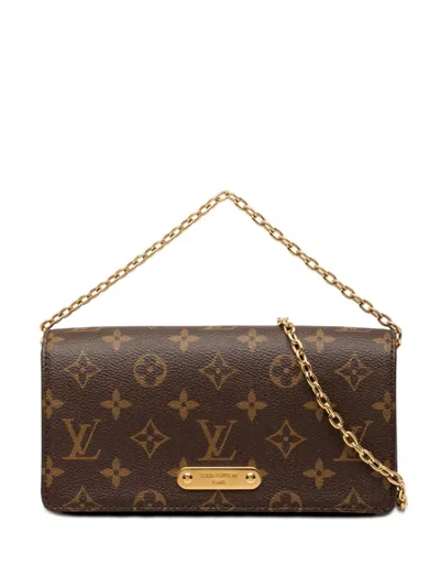 Pre-owned Louis Vuitton 2021-2026 Monogram Lily Wallet On Chain Satchel In Brown