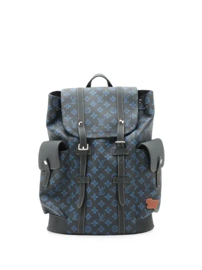 Pre-owned Louis Vuitton 2021-2026 Monogram Lv Fall Collection Christopher Mm Backpack In Blue