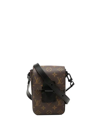Pre-owned Louis Vuitton 2021-2026 Monogram Macassar S Lock Vertical Wearable Crossbody Bag In Black