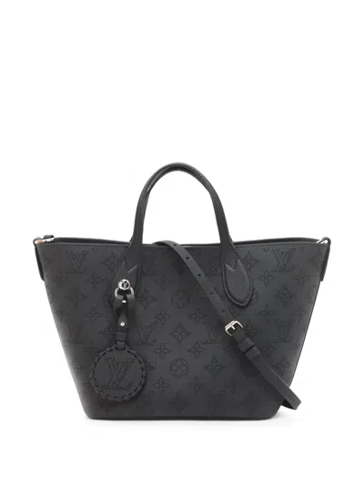 Pre-owned Louis Vuitton 2021-2026 Monogram Mahina Blossom Pm Satchel In Black