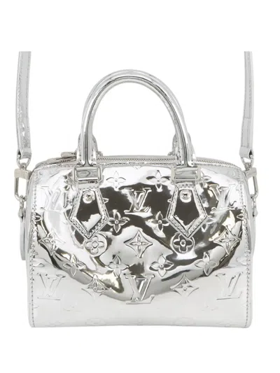 Pre-owned Louis Vuitton 2021-2026 Monogram Miroir Speedy Bandouliere 20 Clutch Bag In Silver