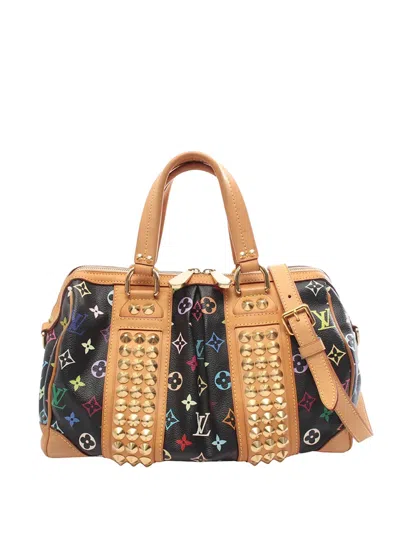 Pre-owned Louis Vuitton 2021-2026 Monogram Multicolore Courtney Mm Satchel In Black