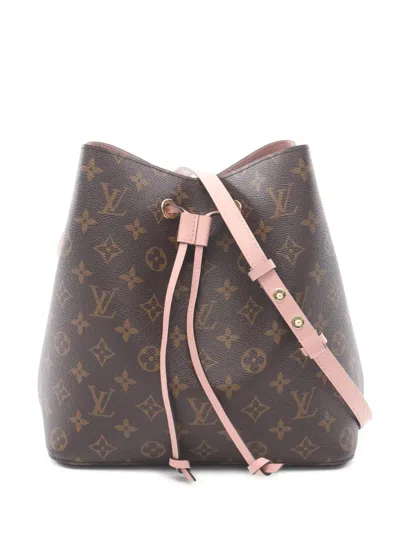 Pre-owned Louis Vuitton 2021-2026 Monogram Neonoe Mm Bucket Bag In Brown