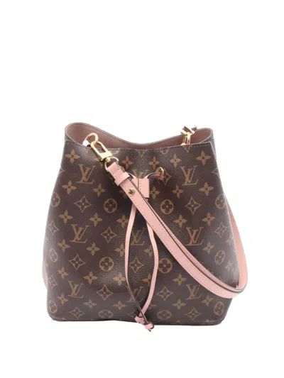 Pre-owned Louis Vuitton 2021-2026 Monogram Neonoe Mm Bucket Bag In Brown